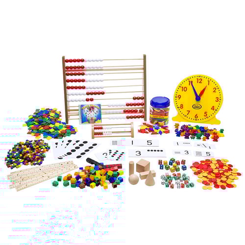 The Eureka Math complete manipulatives kit for Grade 1 includes enough materials for a class of 24 students.