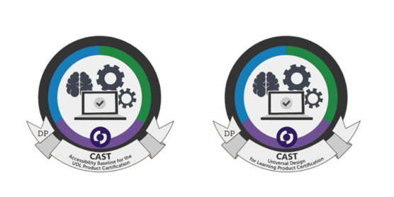 Two certification logos from the Center for Applied Special Technology recognizing Eureka Math Squared as a product that meets criteria that aligns it to the Universal Design for Learning framework and associated accessibility criteria. 