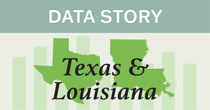 Outlines of the states of Texas and Louisiana.