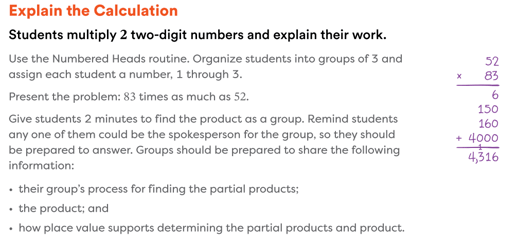 Eureka Math 2 page that describes a section in the book called "Explain the Calculation".